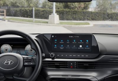 An image of the all-new  Hyundai i20's 10.25 inch centre touch screen.