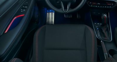 A close-up of the N-branded sporty seats inside of the Hyundai i20 N Line.