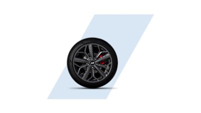 An image of the high-performance brakes in the Hyundai i20 N.