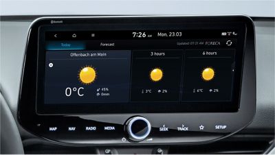 Schermo touch di Hyundai i30 Wagon con previsioni meteo