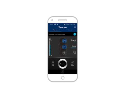 Schermata app Hyundai Bluelink con informazioni sullo stato del veicolo