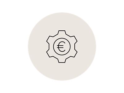 Zahnrad mit Eurozeichen: Symbol für  Finanzierung und Leasing von Hyundai Gebrauchtwagen.