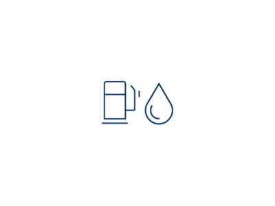 Икона за изцяло новата KONA Hybrid, изобразяваща бензинова колонка и капка бензин.