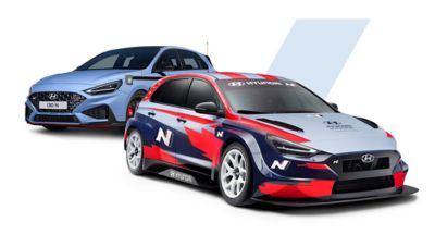 L’i30 N sportive et l’i30 N TCR en collage.