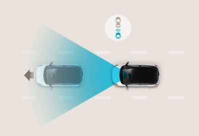 Werking van de 'Leading vehicle departure (LVDA)' - functie van Hyundai SmartSense in de Hyundai i30.