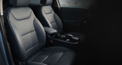 Close up image of the heated and ventilated seats in the Hyundai IONIQ Electric.