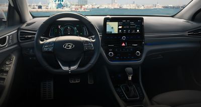 Interior of the Hyundai IONIQ Hybrid cockpit.