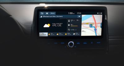 Close up view of the 10.25 inch touch screen in the Hyundai IONIQ Electric.