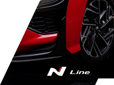 The front bumper and wheel of the Hyundai KONA N Line.