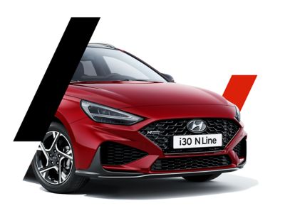 The front of the Hyundai i30 N Line with its reimagined front bumper and grilles.	