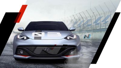 The Hyundai N RM Concept Car on the racetrack.