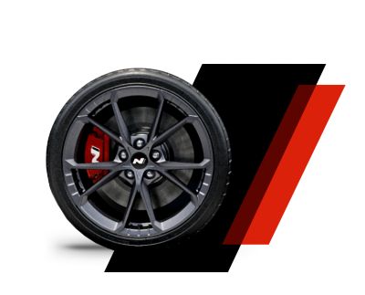 The lightweight forged alloy wheels on the Hyundai N models.