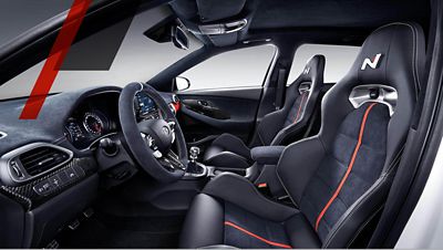 The sporty interior design of an Hyundai N model.
