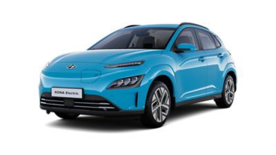 Zijaanzicht van de volledig nieuwe Hyundai Kona Electric.