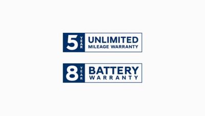 Hyundai 5 year unlimited mileage and 8 year battery warranty