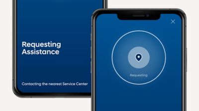 The single push of a one button in the myHyundai calls assistance for you.