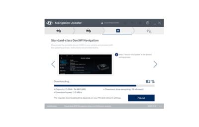 Captura de pantalla del paso 3 del proceso de descarga de software en el Portal de actualización de Hyundai.