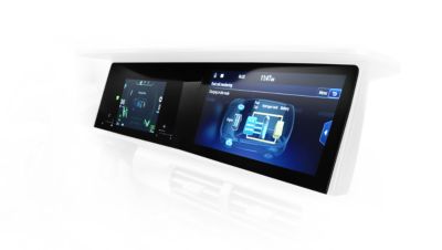 Afbeelding van het elegante 12,3”-display van de Hyundai NEXO. 