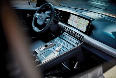 Close-up van de cockpit van de Hyundai NEXO.