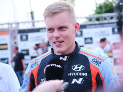 Hyundai Motorsport driver Ott Tänak during an interview.