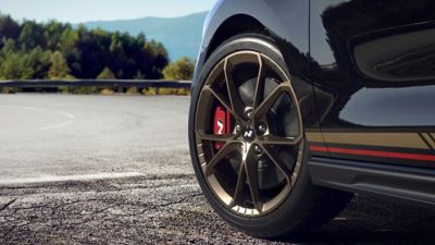 The Matte Bronze 19" forged alloy wheels on the Hyundai i30 N Drive-N Limited Edition.