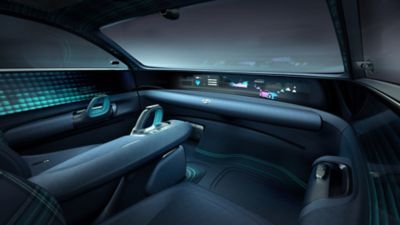 Close-up van het interieur van de Hyundai Prophecy concept car.