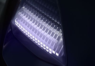 close-up of the pixel lights on a Hyundai Prophecy concept electric vehicle 