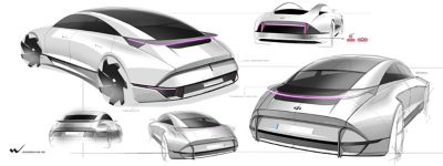 návrhářský výkres koncepčního vozu Hyundai Prophecy
