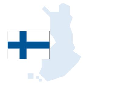 Flag and outline of Finland