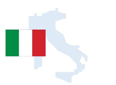 Flag and outline of Italy