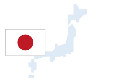 Flag and outline of Japan