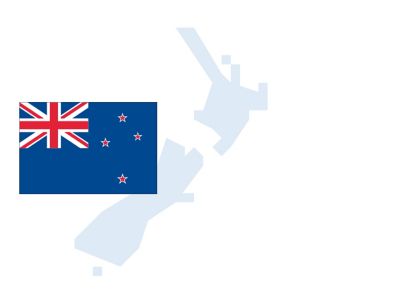 Flag and outline of New Zealand