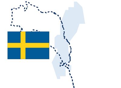 Flag and outline of Sweden