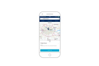 Afbeelding van de navigatiefunctie in de Bluelink app.