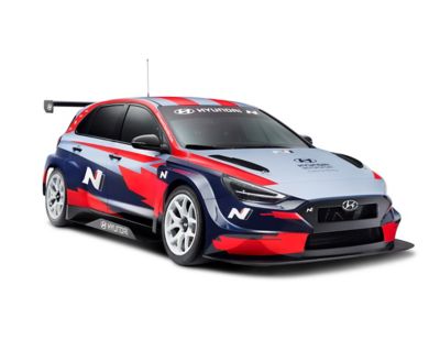 The Hyundai i30 N TCR in a clearcut.