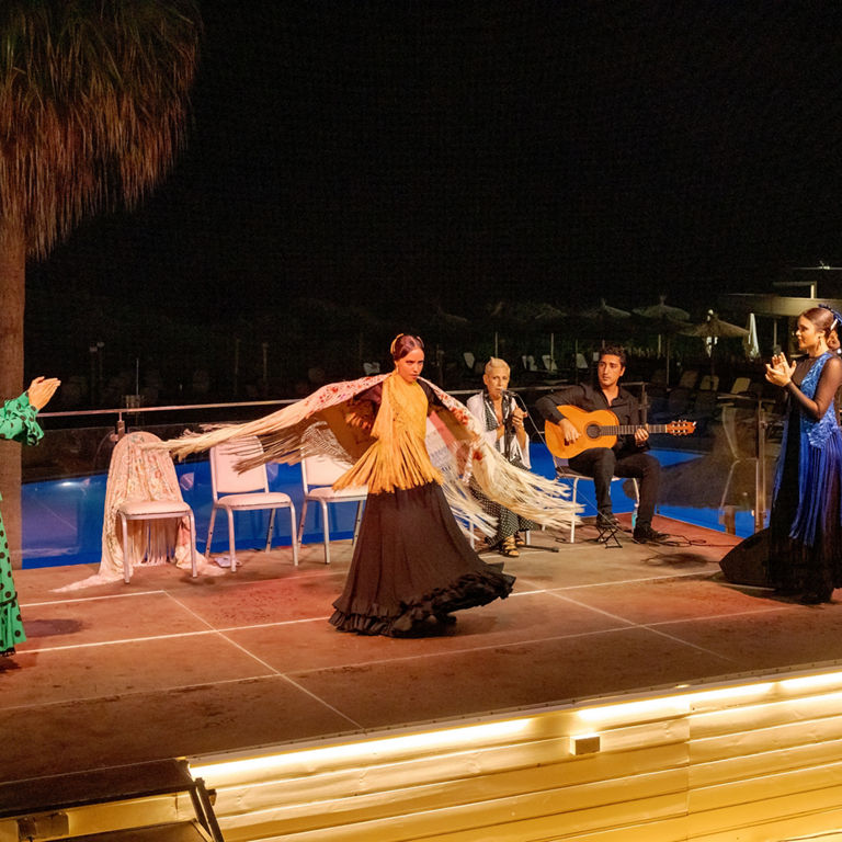 grupo de flamencas bailan