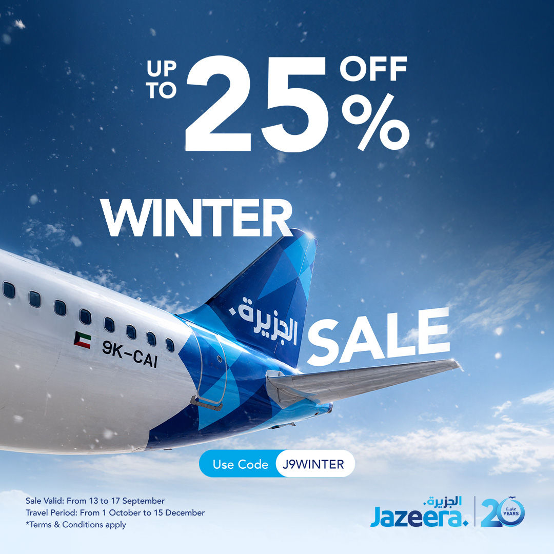 Plan Your Winter Escape with Up to 25% Off Jazeera Airways Flights