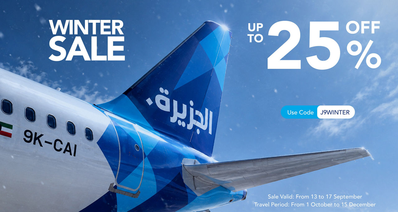 Plan Your Winter Escape with Up to 25% Off Jazeera Airways Flights