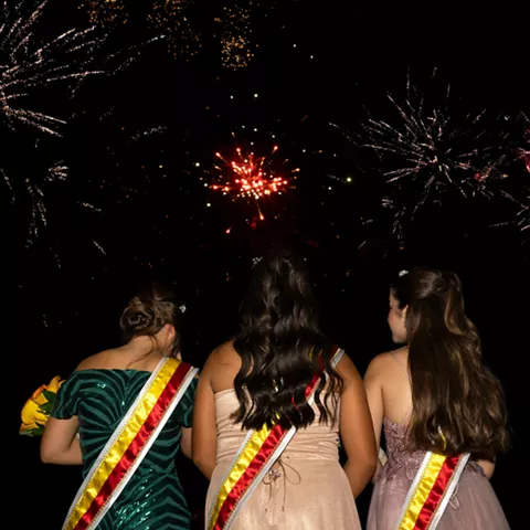 Fuegos artificiales en la Fiesta de la Virgen de las Mercedes de Herencia