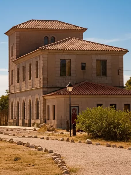 Edificio histórico rodeado de vegetación