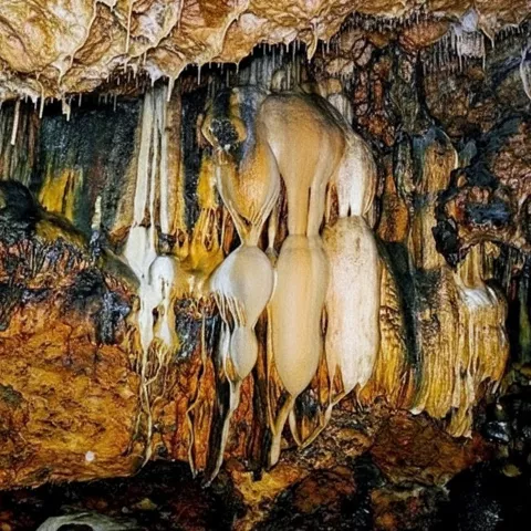 Formaciones calcáreas iluminadas