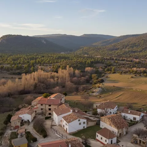 Panorámica rural con bosque y valle