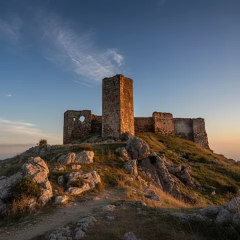 La tarde sobre el castillo de Caracuel