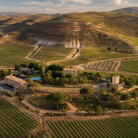 Panorámica de la bodega de vino de pago Calzadilla en Cuenca