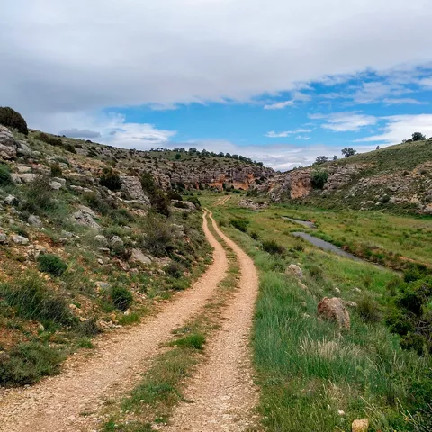 Sendero rural entre cañones.