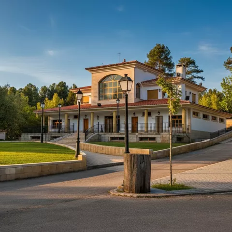 Edificio moderno rodeado de jardín
