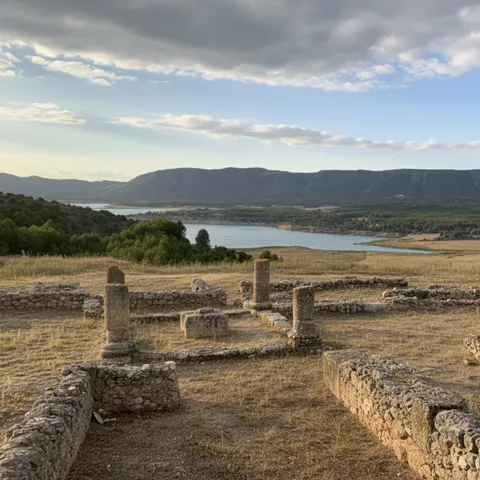 Yacimiento arqueológico con vistas al embalse.