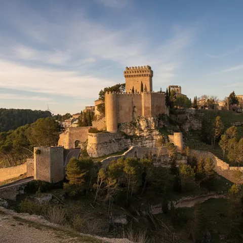 Conjunto amurallado entre bosque y valle