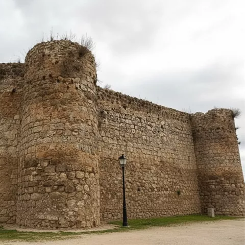 Tramo de muralla con torre circular.