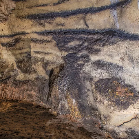 Pared interior de cueva con relieves